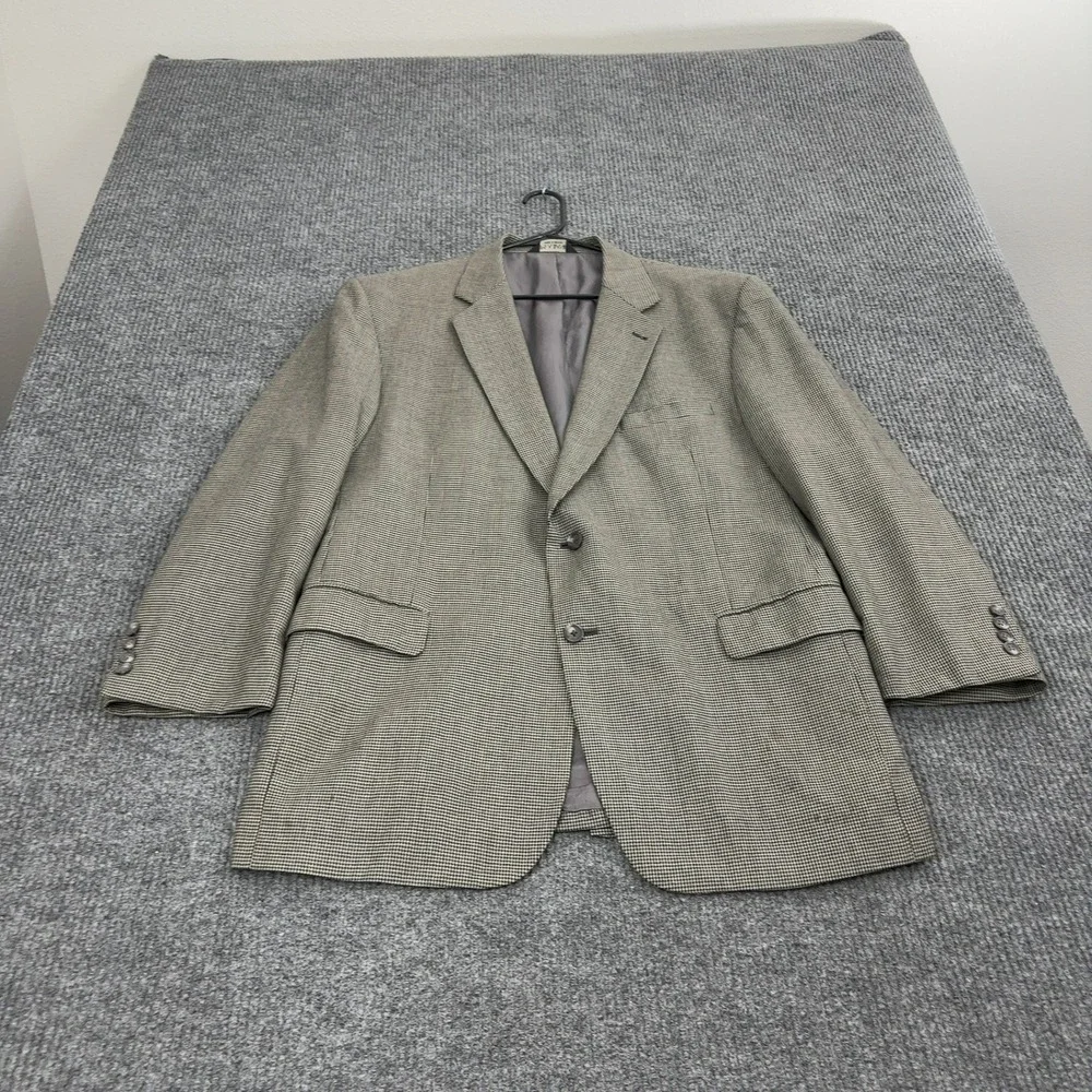 Jos A Bank‎ Blazer Mens Grey Houndstooth Two Button Signature Collection Classic